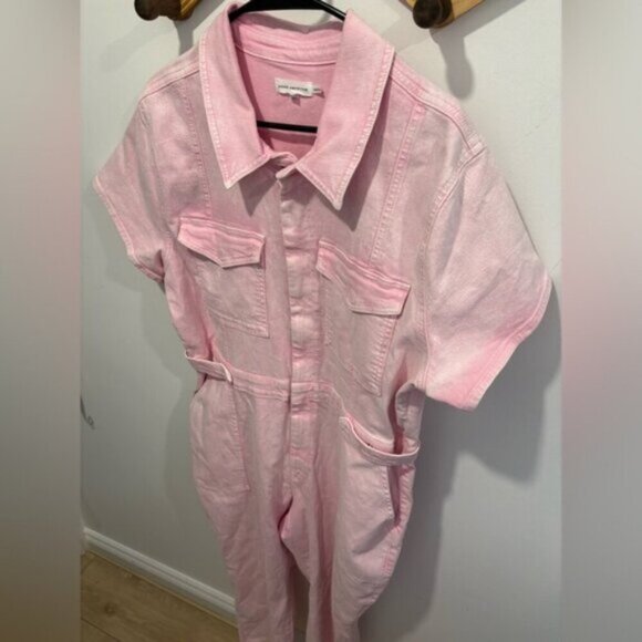 GOOD AMERICAN PINK DENIM FIT FOR SUCCESS JUMPSUIT - Picture 5 of 12